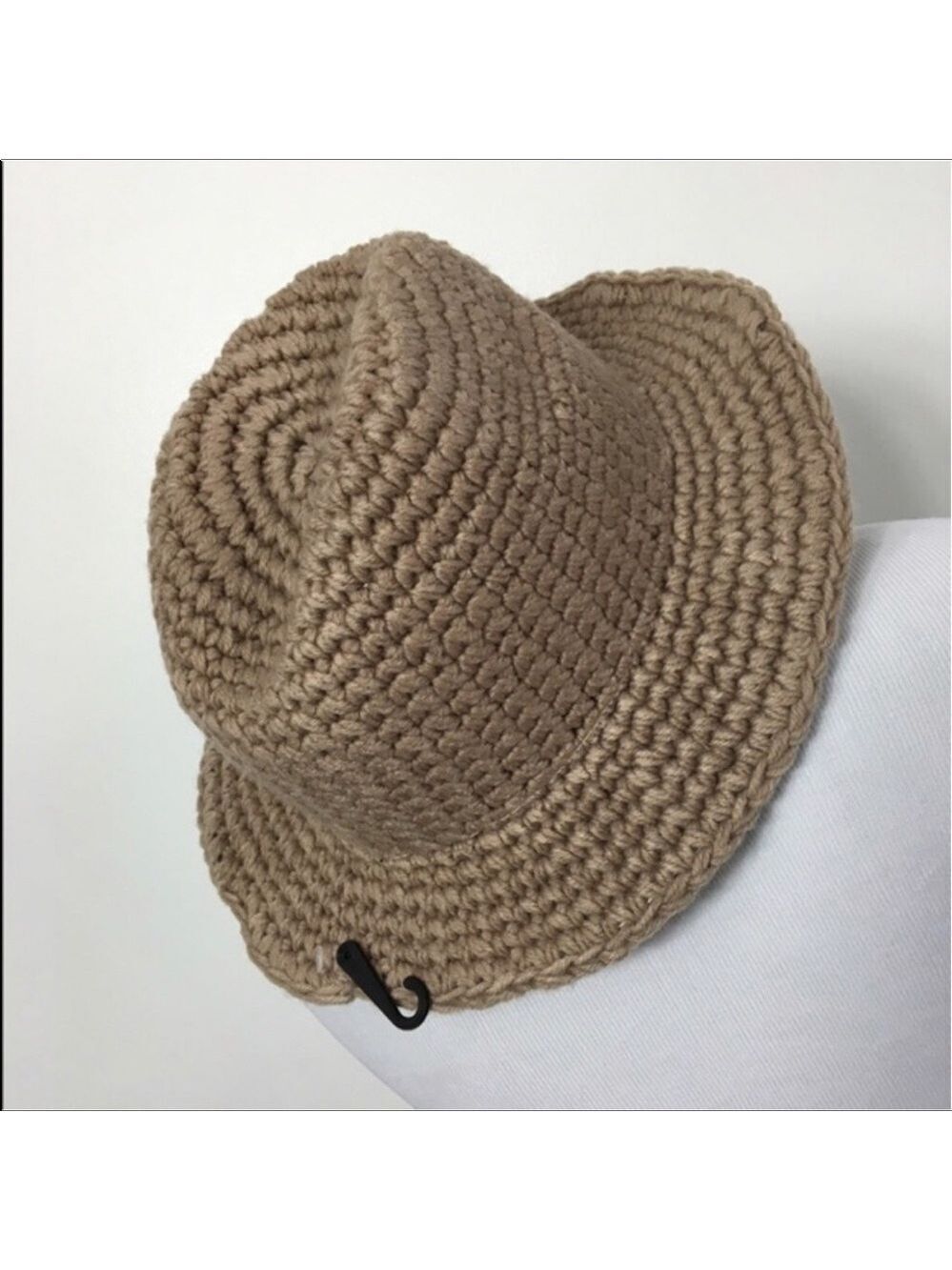 D&Y crocheted Panama brim boho hat in taupe